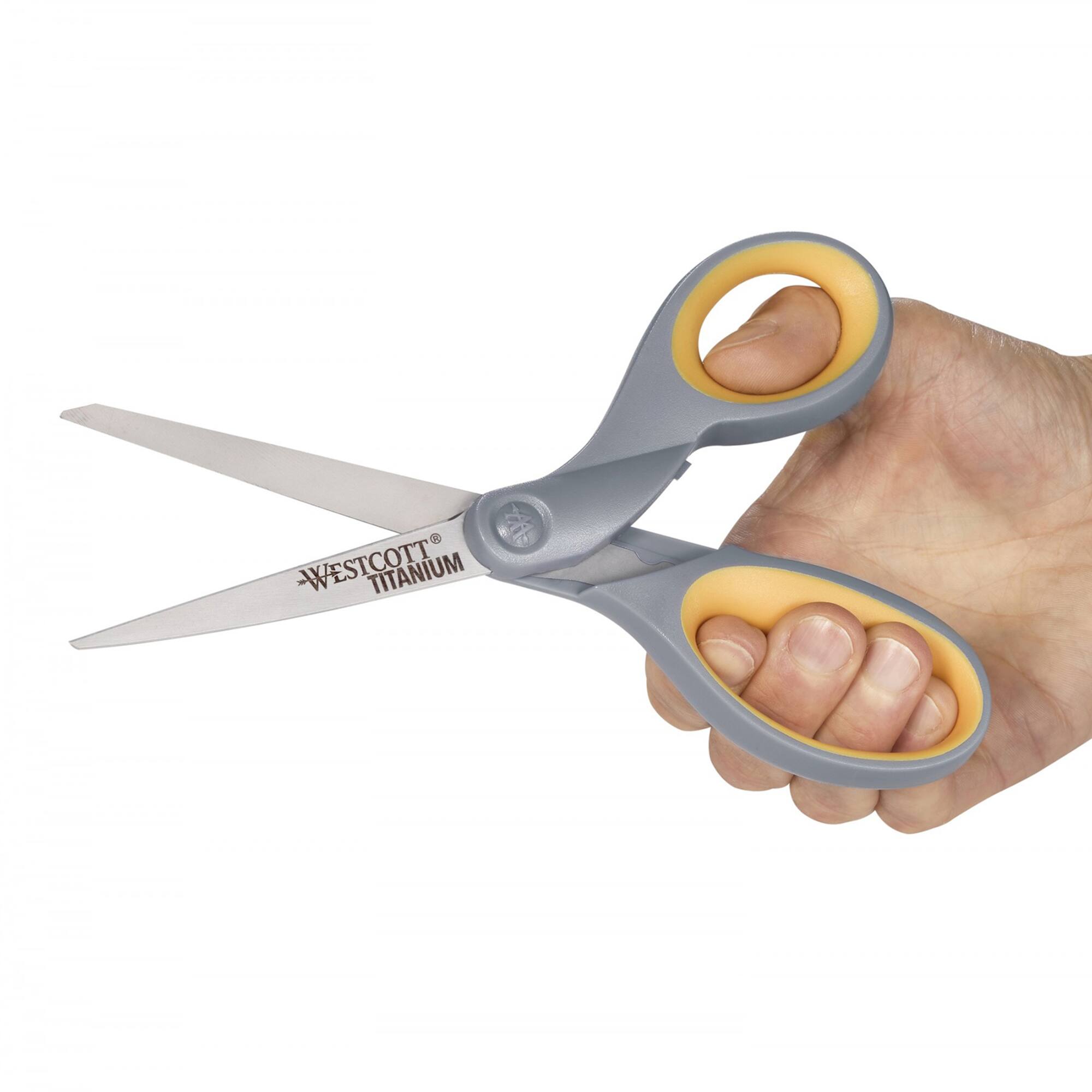 Westcott® 8" Gray & Yellow Soft Grip Titanium Bonded Straight Scissors, 2ct.